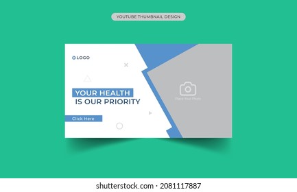 Medical health and fitness training youtube thumbnail vector template design