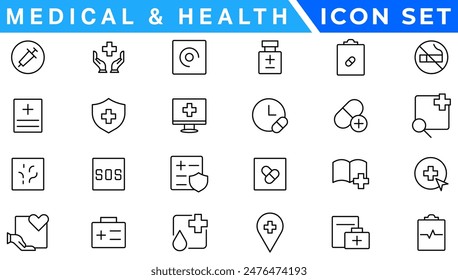 Medical and Health flat icons. Collection health care medical sign icons