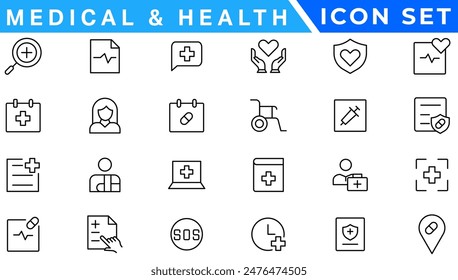Medical and Health flat icons. Collection health care medical sign icons