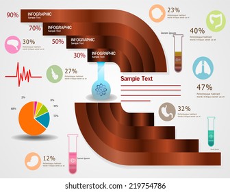 Medical, health and healthcare icons and data elements, info graphic heart, brain , kidney and other human organs symbols