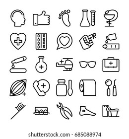 Medical, Health and Hospital Line Vector Icons 3