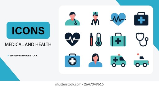 Medical and health icon bundle 