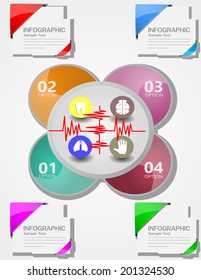Medical, health and health icons and data elements, info graphic heart, brain , kidney and other human organs symbols