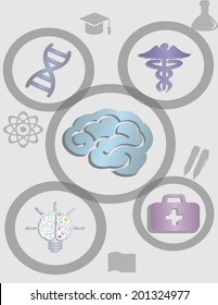 Medical, health and health icons and data elements, info graphic heart, brain , kidney and other human organs symbols