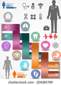 Medical, health and icons and data elements, info graphic heart, brain , kidney and other human organs symbols