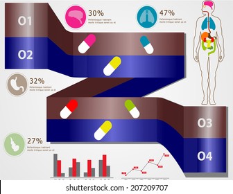 Medical, health and icons and data elements, info graphic heart, brain , kidney and other human organs symbols