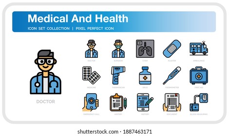 Medical And Health  Icons Set. UI Pixel Perfect Well-crafted Vector Thin Line Icons. The illustrations are a vector.