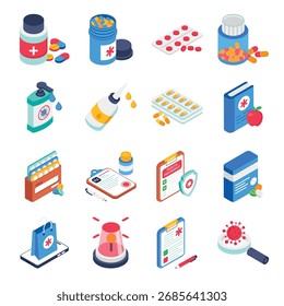 Conjunto de Ilustración vectorial isométrica médica y de salud 1