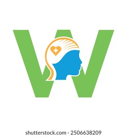 Medical Health Logo combine with letter W vector template