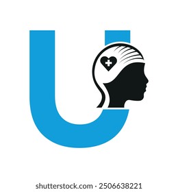 Medical Health Logo combine with letter U vector template