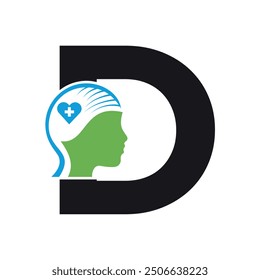 Medical Health Logo combine with letter D vector template