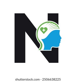 Medical Health Logo combine with letter N vector template