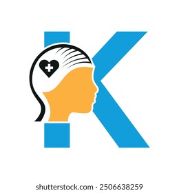 Medical Health Logo combine with letter K vector template