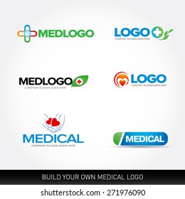 Medical and health logo design templates set. Vector illustration.