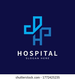 Medical Health logo with initial letter DH, HD, D H logo designs concept.