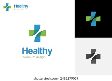 Medical health modern logo design with plus graphic symbol for health care, doctor and clinic logo design