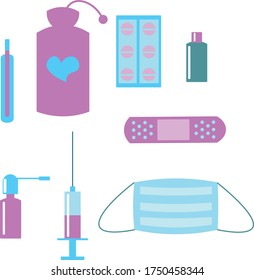 Colección de conjunto de vectores de objetos de salud médica