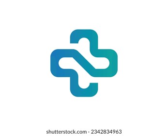 medical health plus line logo design