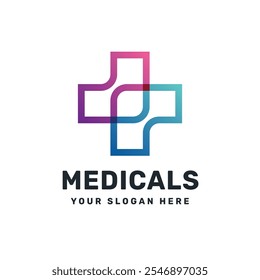 medical health plus line logo design