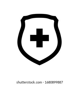 Medical health protection shield cross. Protected medicine guard shield icon concept. Safety mark badge