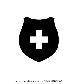 Medical health protection shield cross. Protected medicine guard shield icon concept. Safety mark badge