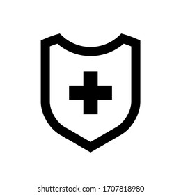 Medical health protection shield cross. Protected medicine guard shield icon concept. Safety mark badge