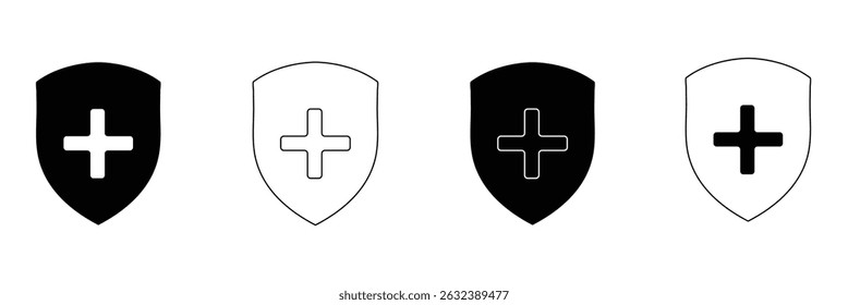 Medical health protection shield cross icons set. Protected shield concept eps 20. Vector Illustration . 