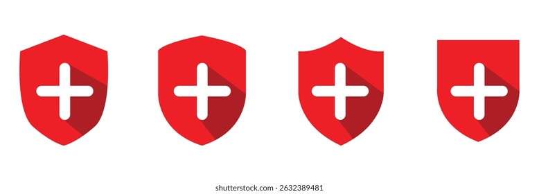Medical health protection shield cross icons set. Protected shield concept eps 20. Vector Illustration . 