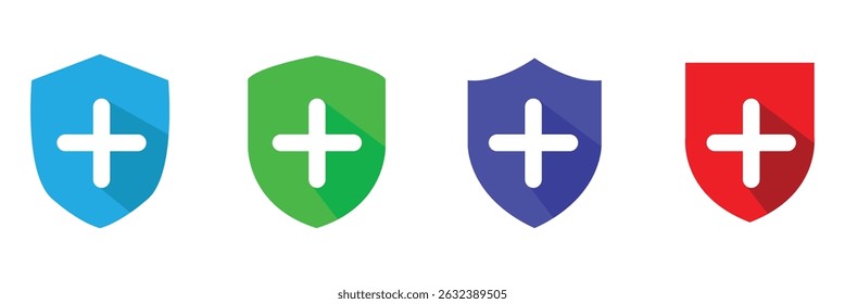 Medical health protection shield cross icons set. Protected shield concept eps 20. Vector Illustration . 