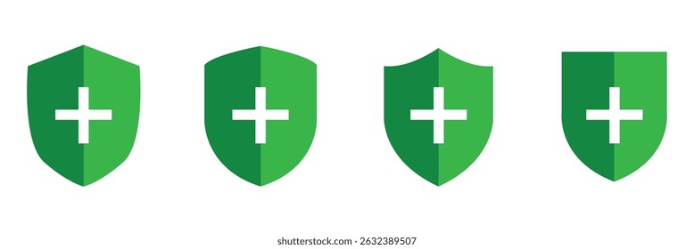 Medical health protection shield cross icons set. Protected shield concept eps 20. Vector Illustration . 