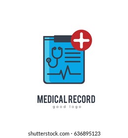 Medical Health Record Document Data Logo Design Template