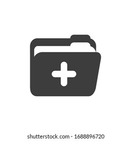 Medical Health Record Folder Flat Icon For Healthcare Apps And Websites. Vector Illustration On White Background EPS10