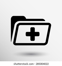 Medical Health Record Folder Flat Icon For Healthcare.