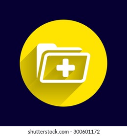 Medical Health Record Folder Flat Icon For Healthcare.