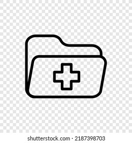 Medical or health record folder simple icon vector. Flat design. Transparent grid.ai