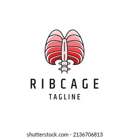 Medical health rib cage line logo concept, flat icon design vector template