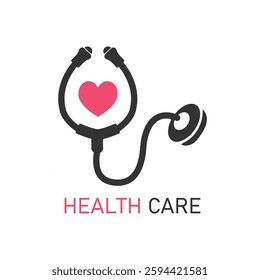 Medical health service stethoscope and heart symbol vector illustration
