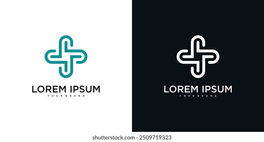 Design de logotipo de símbolo de serviços médicos de saúde. Vetor Premium