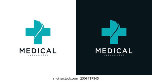 Medical health services symbol logo design. Premium Vector