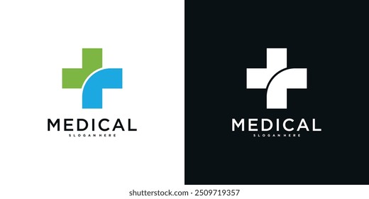 Medical health services symbol logo design. Premium Vector