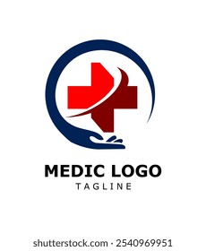 Medical health services symbol logo design. Premium Vector