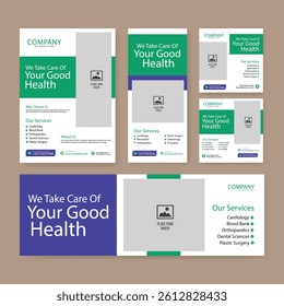 Medical Health Social Media Posts, Medical medical promotion square web banner, healthcare social media, healthcare banner, doctor banner set