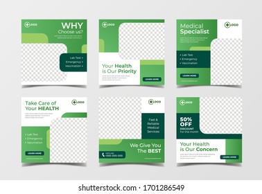 Medical health square banner for flyer and social media post template