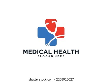 medical health with stethoscope doctor logo design