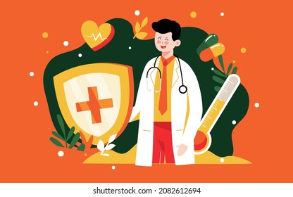 Medical health technology service illustration doctor treat disease safety poster