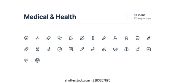 Medical and Health UI Icons Pack Line Style