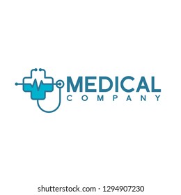 Medical health vector health logo with cross and stethoscope icon symbol. This logo is suitable for hospital and clinic. 