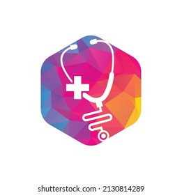 Medical health vector health logo with cross and stethoscope icon symbol. Cross health logo	