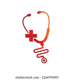 Medical health vector health logo with cross and stethoscope icon symbol. Cross health logo