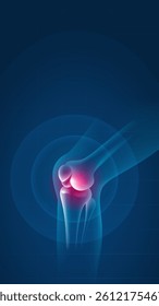 Medical health vertical illustration human knee highlight reminder